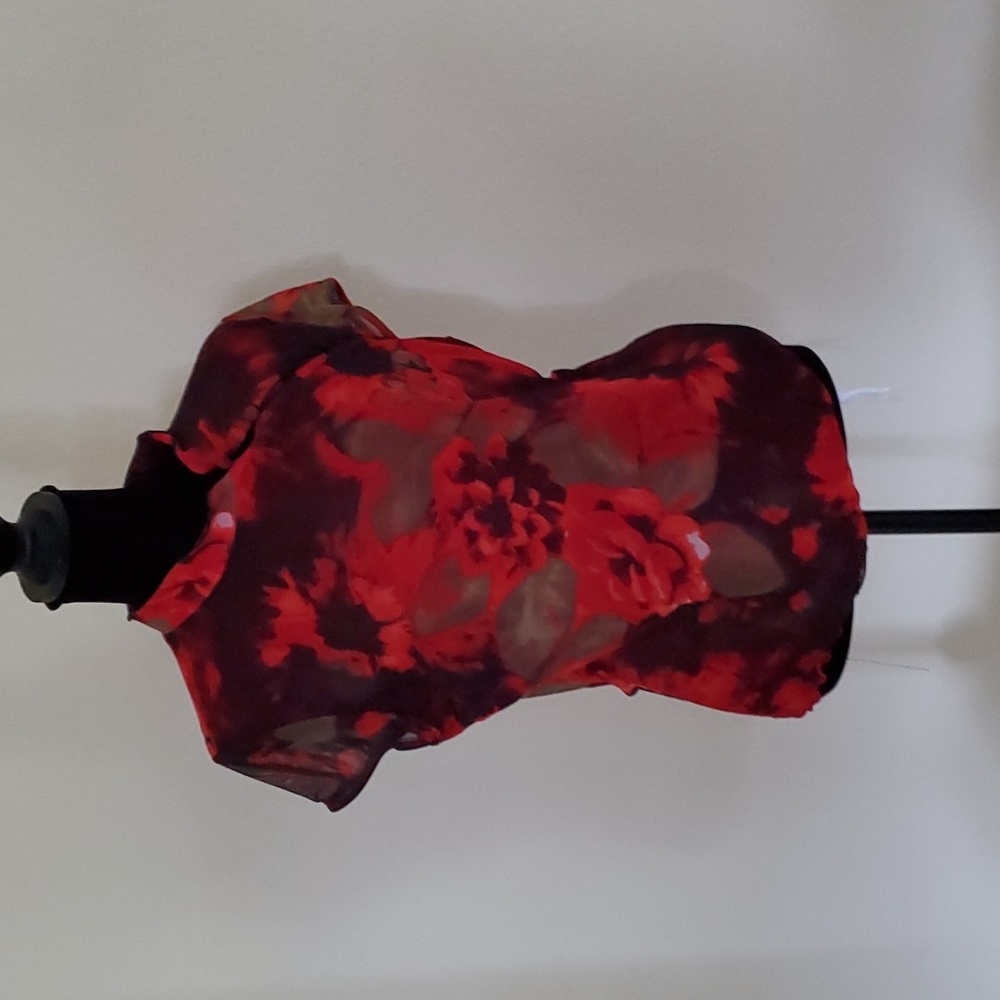 Red short sleeve blouse
